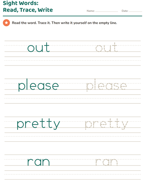 Preview of Sight Words worksheet for kindergarten