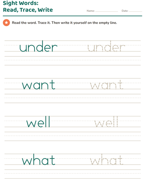 Preview of Sight Words worksheet for kindergarten