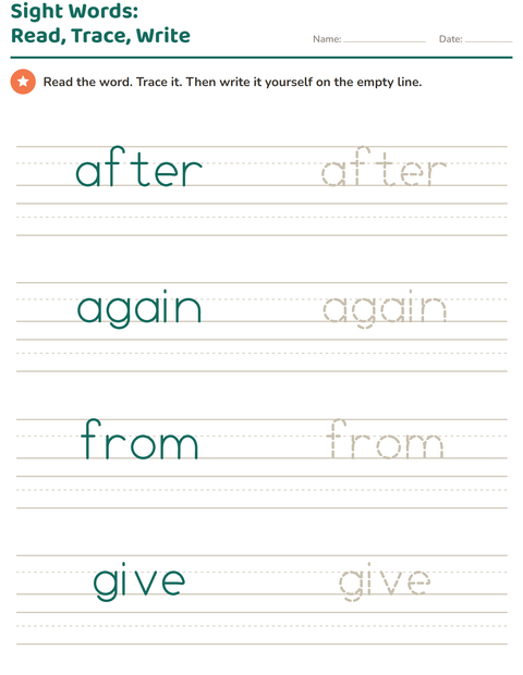 Preview of Sight Words worksheet for kindergarten