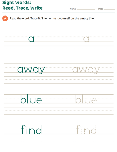 Preview of Sight Words worksheet for kindergarten