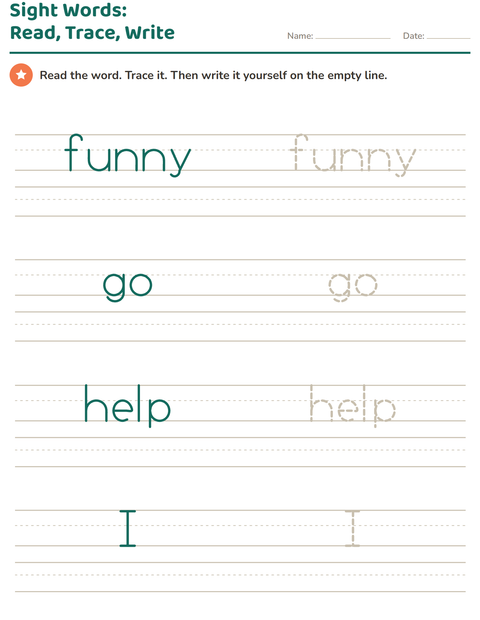 Preview of Sight Words worksheet for kindergarten