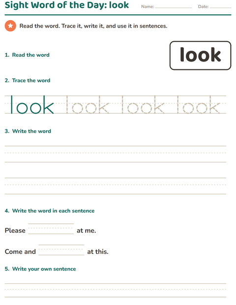 Preview of Sight Words worksheet for kindergarten