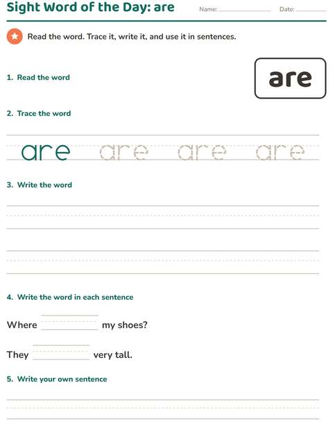 Preview of Sight Words worksheet for kindergarten