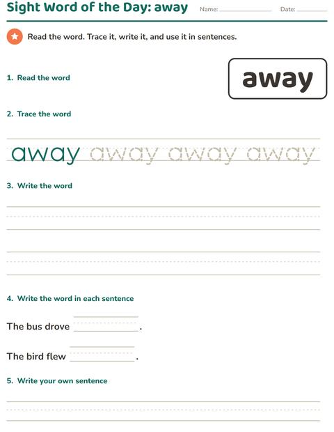 Preview of Sight Words worksheet for kindergarten