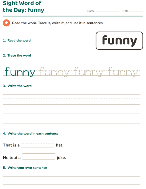 Preview of Sight Words worksheet for kindergarten