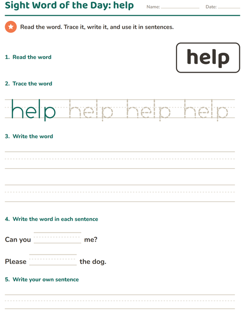 Preview of Sight Words worksheet for kindergarten