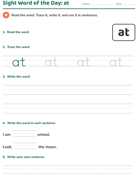 Preview of Sight Words worksheet for kindergarten
