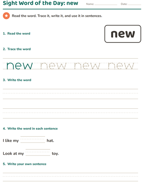 Preview of Sight Words worksheet for kindergarten