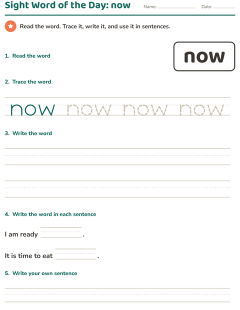 Preview of Sight Words worksheet for kindergarten
