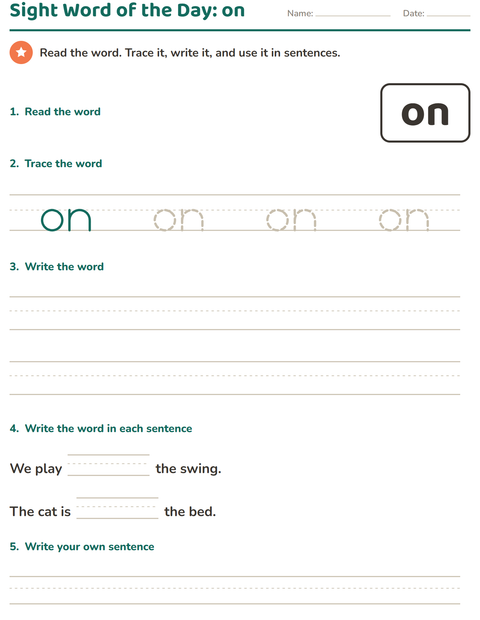 Preview of Sight Words worksheet for kindergarten