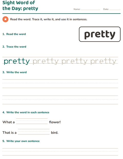 Preview of Sight Words worksheet for kindergarten