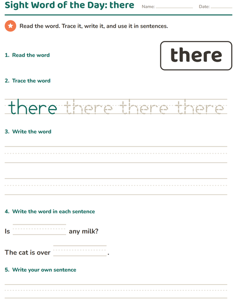 Preview of Sight Words worksheet for kindergarten