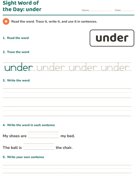Preview of Sight Words worksheet for kindergarten