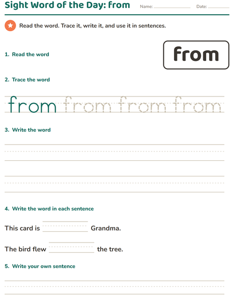 Preview of Sight Words worksheet for kindergarten