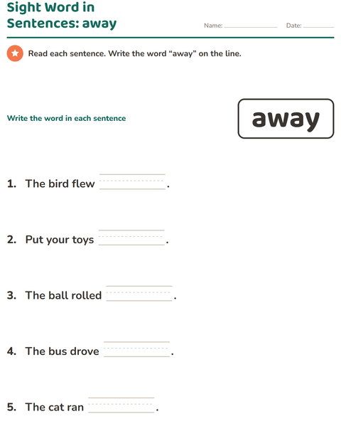 Preview of Sight Words worksheet for kindergarten