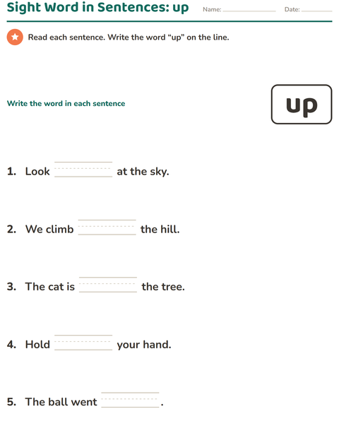 Preview of Sight Words worksheet for kindergarten