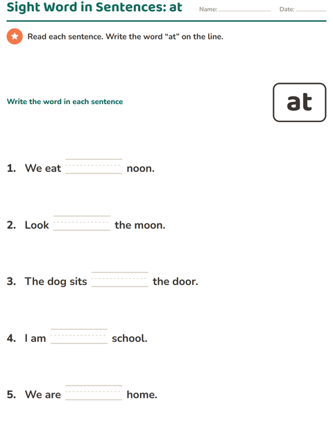 Preview of Sight Words worksheet for kindergarten