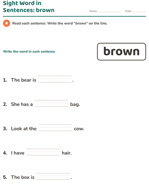 Preview of Sight Words worksheet for kindergarten