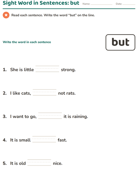 Preview of Sight Words worksheet for kindergarten