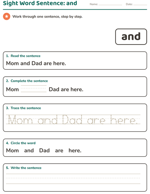 Preview of Sight Words worksheet for kindergarten