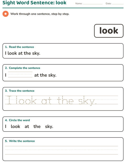 Preview of Sight Words worksheet for kindergarten