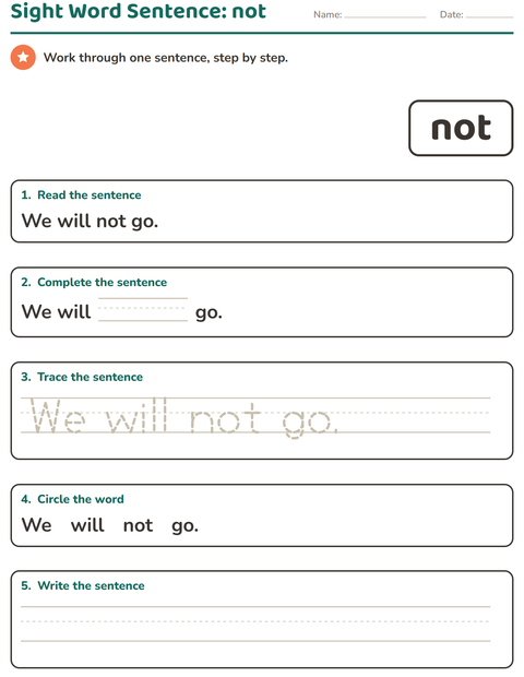 Preview of Sight Words worksheet for kindergarten