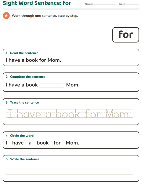 Preview of Sight Words worksheet for kindergarten