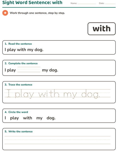 Preview of Sight Words worksheet for kindergarten