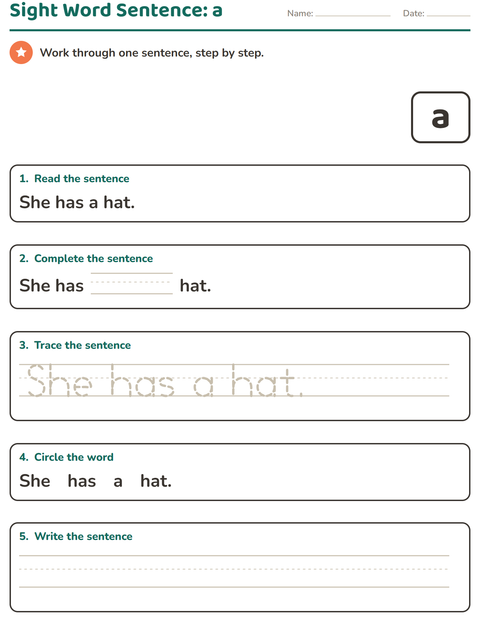 Preview of Sight Words worksheet for kindergarten