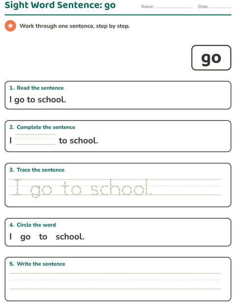 Preview of Sight Words worksheet for kindergarten
