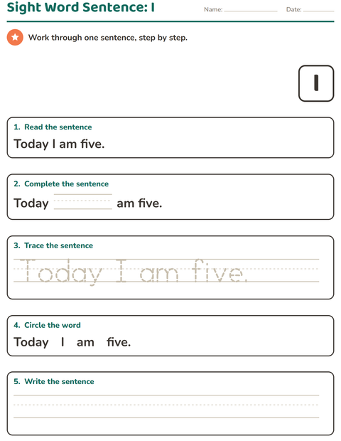 Preview of Sight Words worksheet for kindergarten