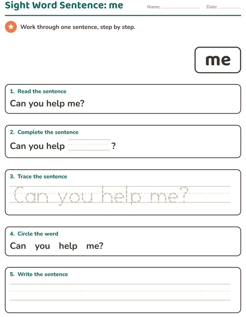 Preview of Sight Words worksheet for kindergarten