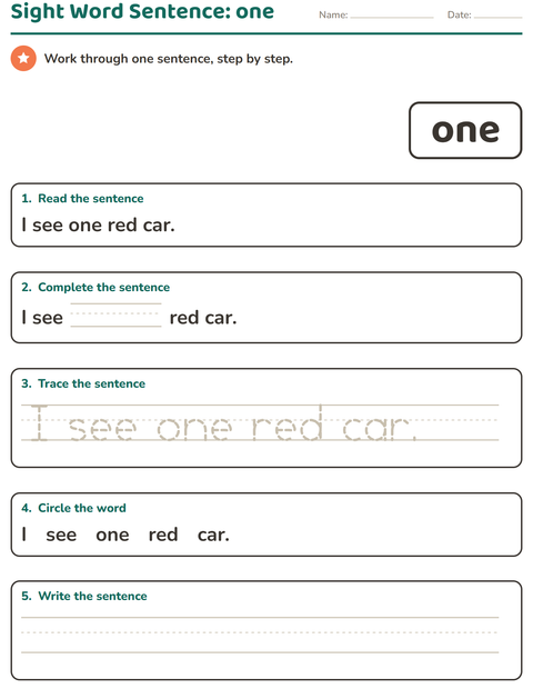 Preview of Sight Words worksheet for kindergarten