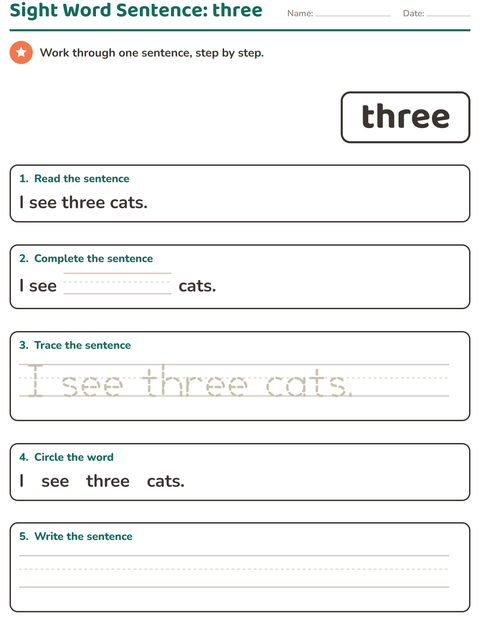 Preview of Sight Words worksheet for kindergarten