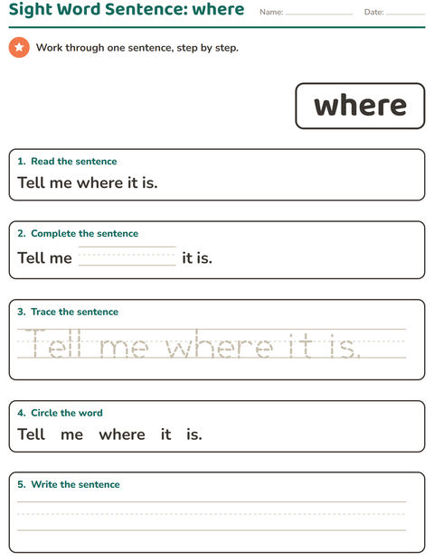 Preview of Sight Words worksheet for kindergarten