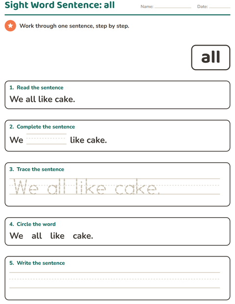 Preview of Sight Words worksheet for kindergarten