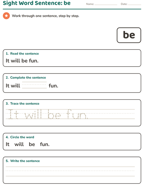 Preview of Sight Words worksheet for kindergarten