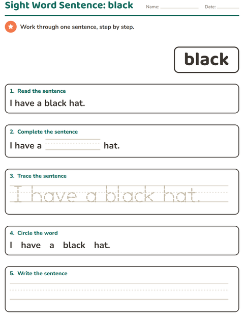 Preview of Sight Words worksheet for kindergarten