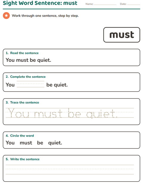 Preview of Sight Words worksheet for kindergarten