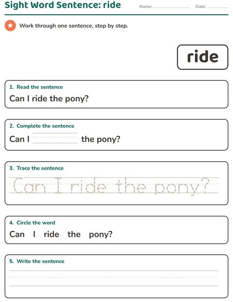 Preview of Sight Words worksheet for kindergarten