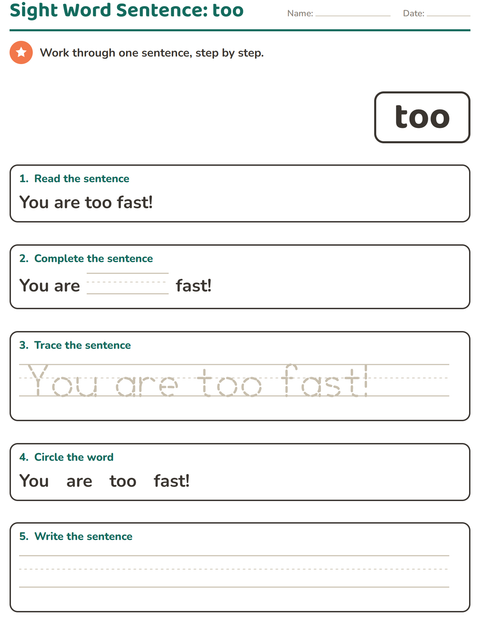 Preview of Sight Words worksheet for kindergarten