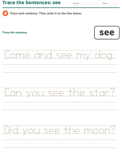 Preview of Sight Words worksheet for kindergarten
