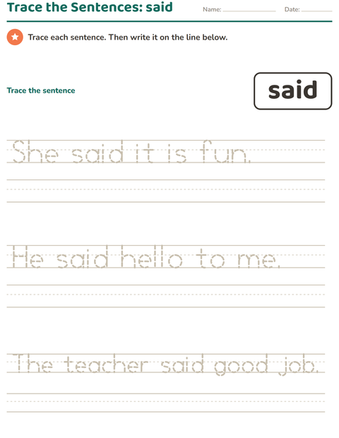 Preview of Sight Words worksheet for kindergarten