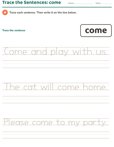 Preview of Sight Words worksheet for kindergarten