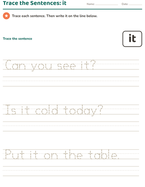 Preview of Sight Words worksheet for kindergarten