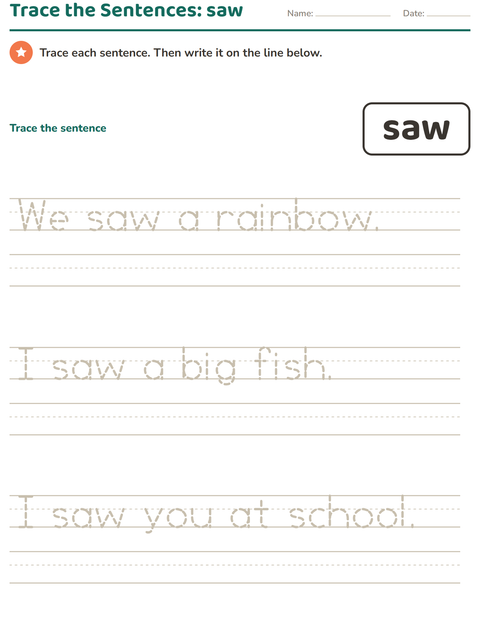 Preview of Sight Words worksheet for kindergarten