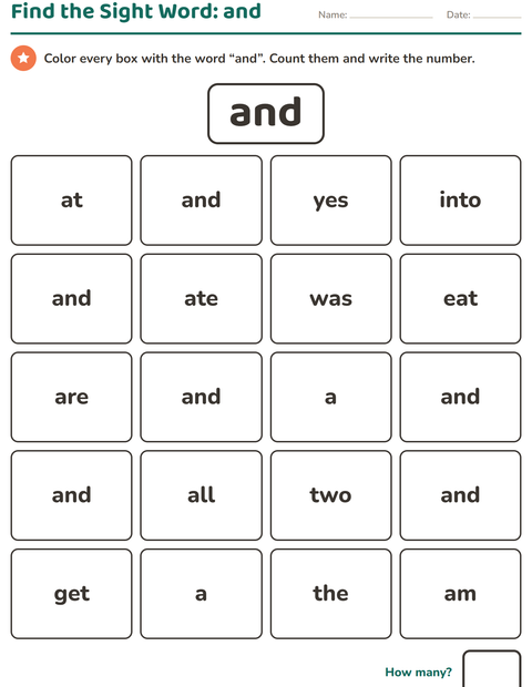 Preview of Sight Words worksheet for kindergarten