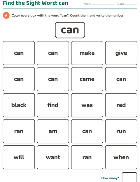 Preview of Sight Words worksheet for kindergarten