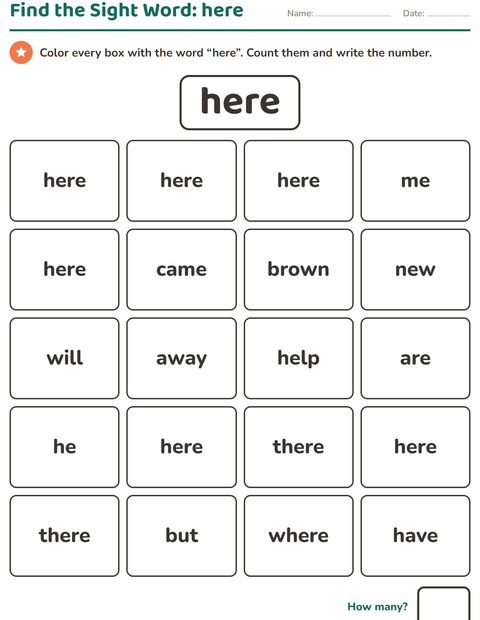 Preview of Sight Words worksheet for kindergarten