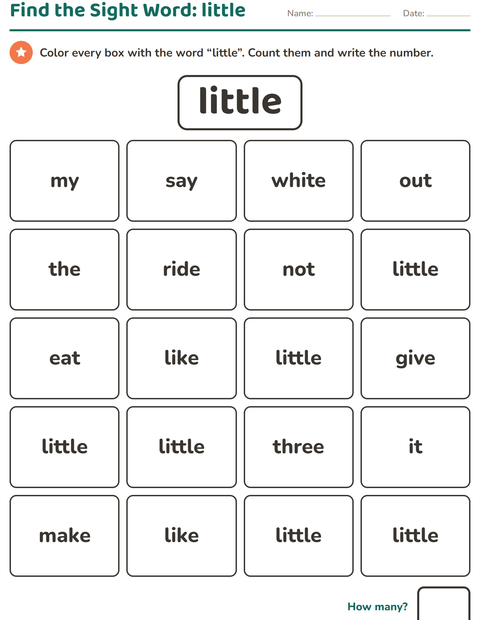 Preview of Sight Words worksheet for kindergarten